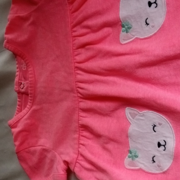 Carter's 12 Months Baby Girls Pink Tunic Top with Cat Appliques - Picture 6 of 9